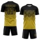 Benutzerdefiniertes Fußballtrikot mit Sublimationsdruck in Altgold und Schwarz Benutzerdefiniertes Fußballtrikot mit Sublimationsdruck in Altgold und Schwarz