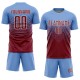 Benutzerdefiniertes hellblaues purpurrotes und cremefarbenes Sublimations-Fußballtrikot