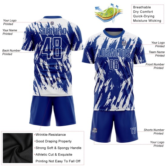 Benutzerdefiniertes Fußballtrikot in Königsweiß mit Sublimationsdruck Benutzerdefiniertes Fußballtrikot in Königsweiß mit Sublimationsdruck