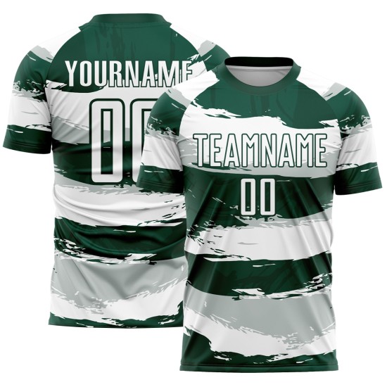 Benutzerdefiniertes grün-weißes Sublimations-Fußballtrikot